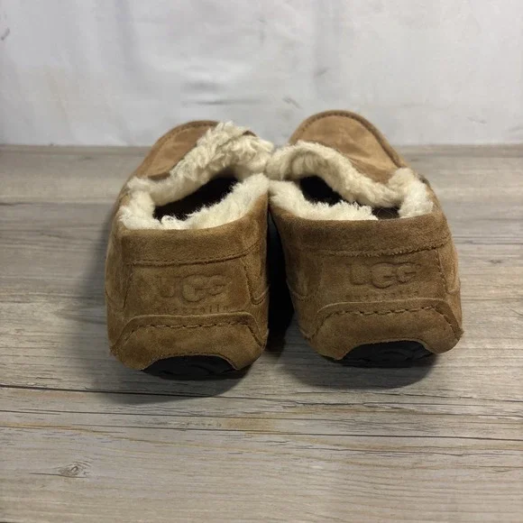 UGG Ascot Mens Approx 10 Chestnut Suede Sheepskin Comfort Slip On Shoes - Picture 5 of 11